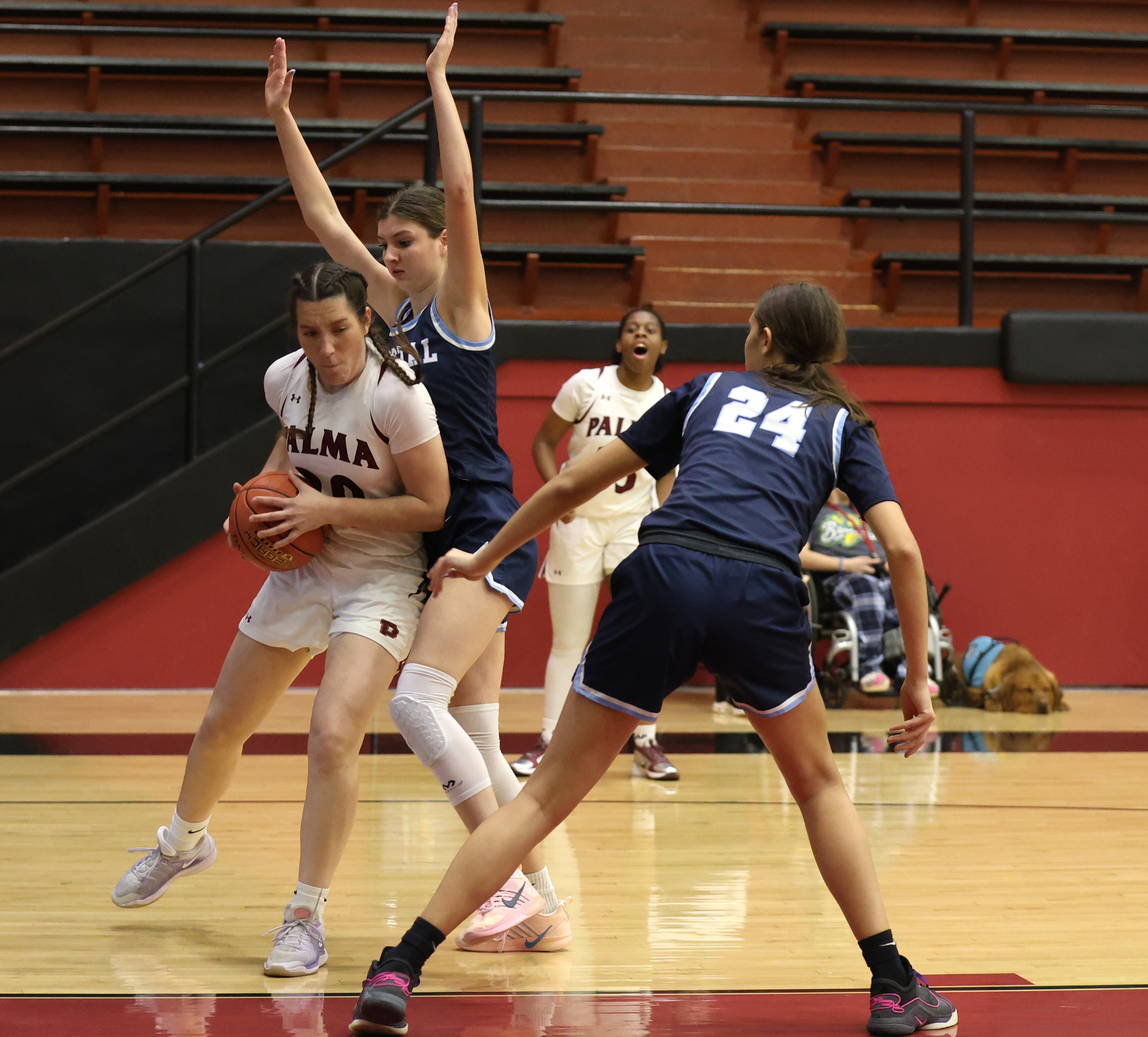 Palma forward Carolina Lorca, shown here earlier this season, had a double-double Tuesday in her team's NorCal playoff win. (Donald Fukui -- Herald Correspondent)